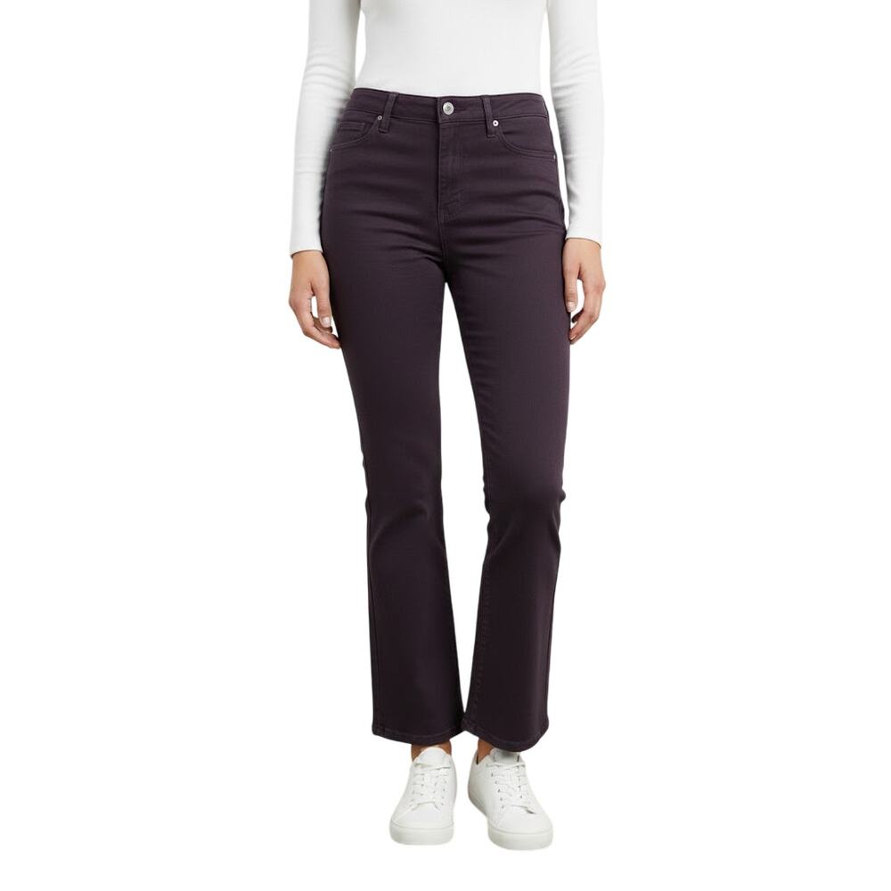 NYDJ Cropped Flare Jeans Eggplant Purple Stretch Denim Women Size 8 NWT